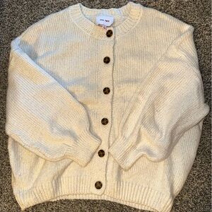Pink Rose Cream Knit Button-Front Cardigan
